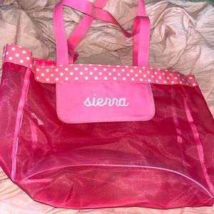 Pink embroidered beach bag “sierra”